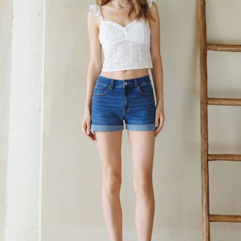 High Rise 5 Pocket Denim Shorts